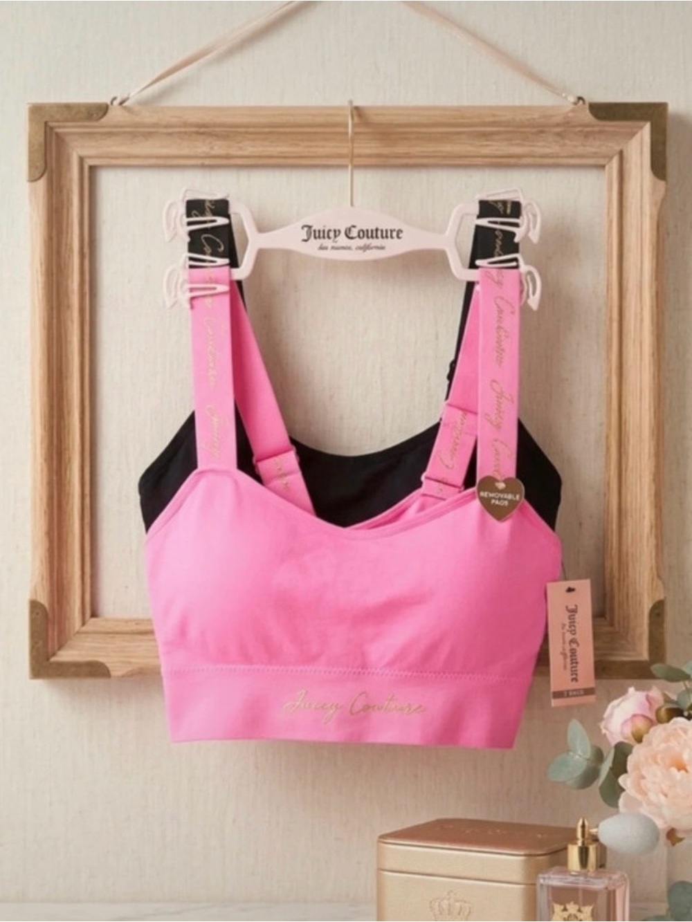 Juicy Couture Women's Pink Sports Bra - Juicy Couture Logo size M